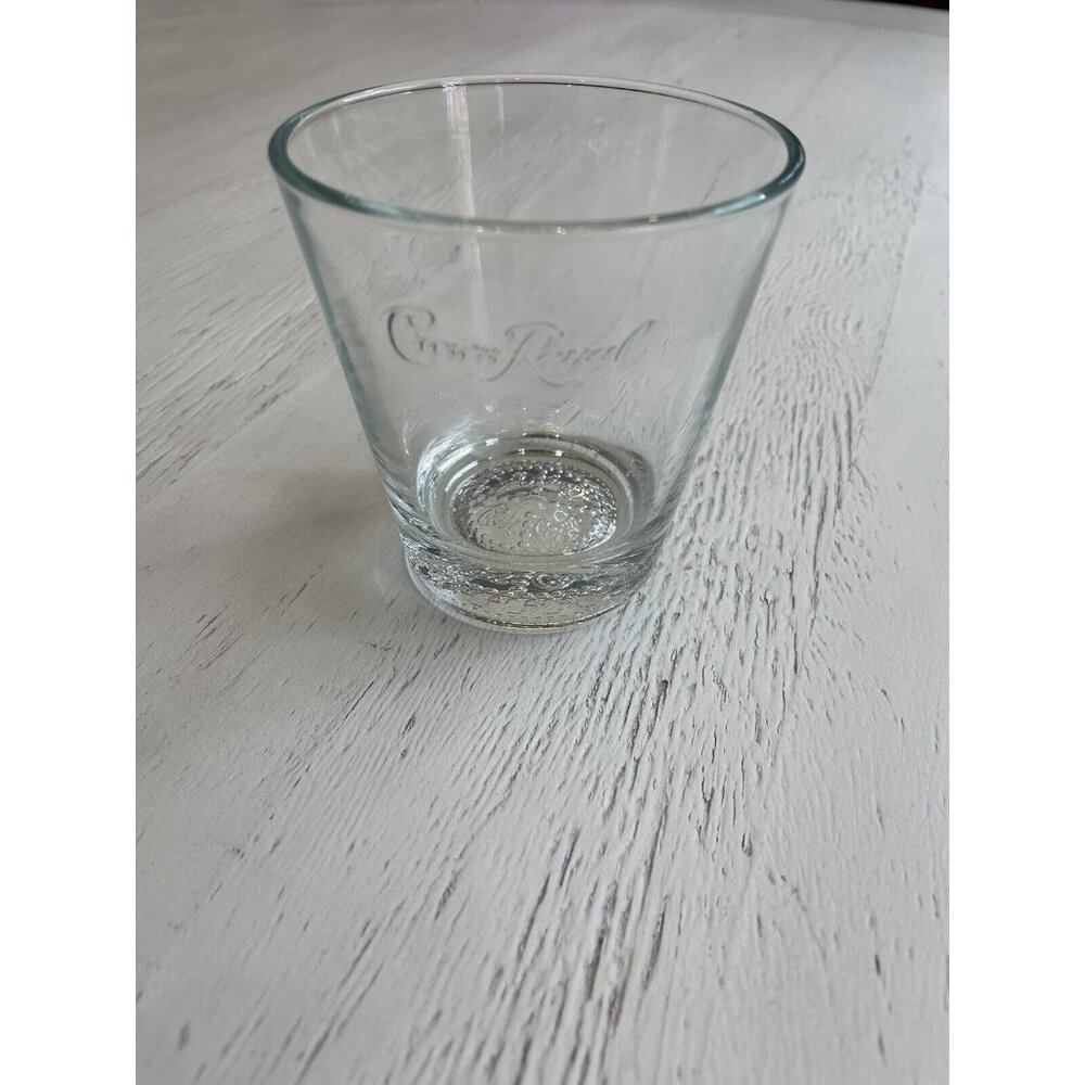 Crown Royal Whiskey Embossed Logo Round Rocks Lowball Drinking Glass - Picture 2 of 3